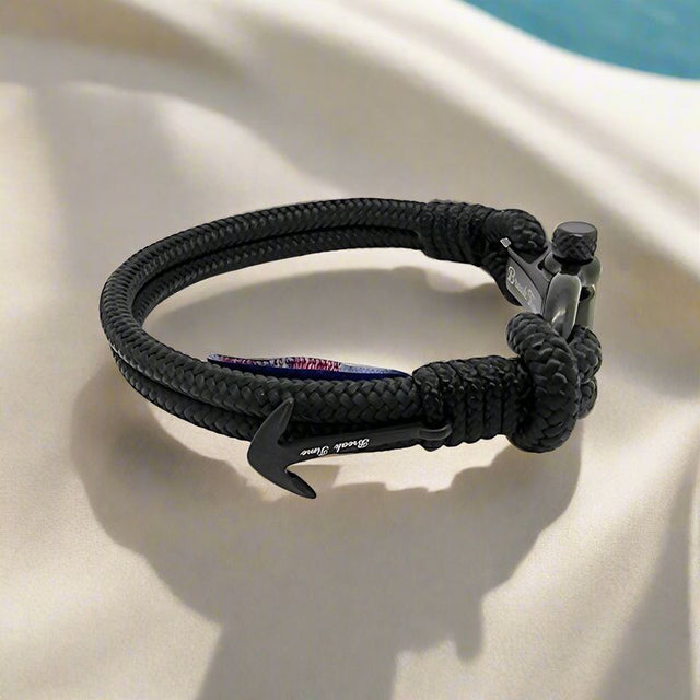 ADRIATICA Nautical Clasp & Anchor Bracelet Black