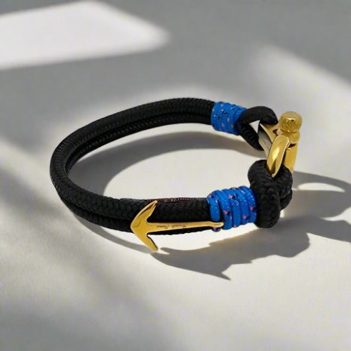 ADRIATICA Nautical Clasp & Anchor Bracelet Black Blue