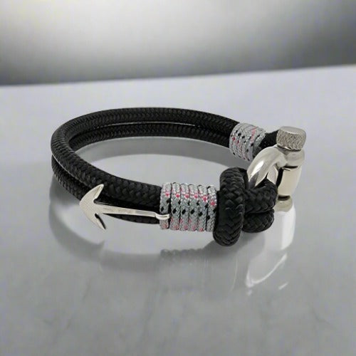 ADRIATICA Nautical Clasp & Anchor Bracelet Black Grey