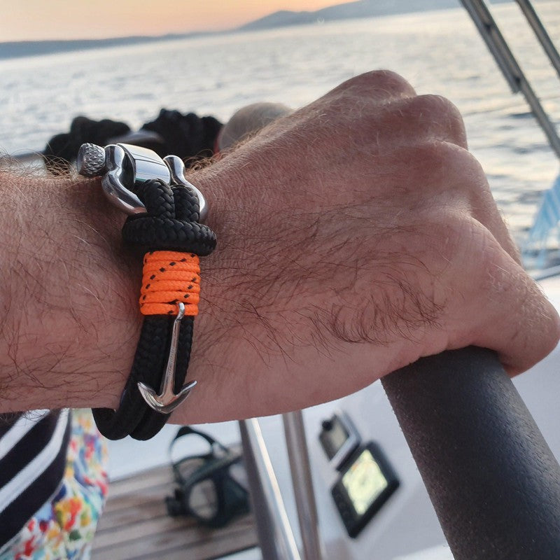 ADRIATICA Nautical Clasp & Anchor Bracelet Black Orange