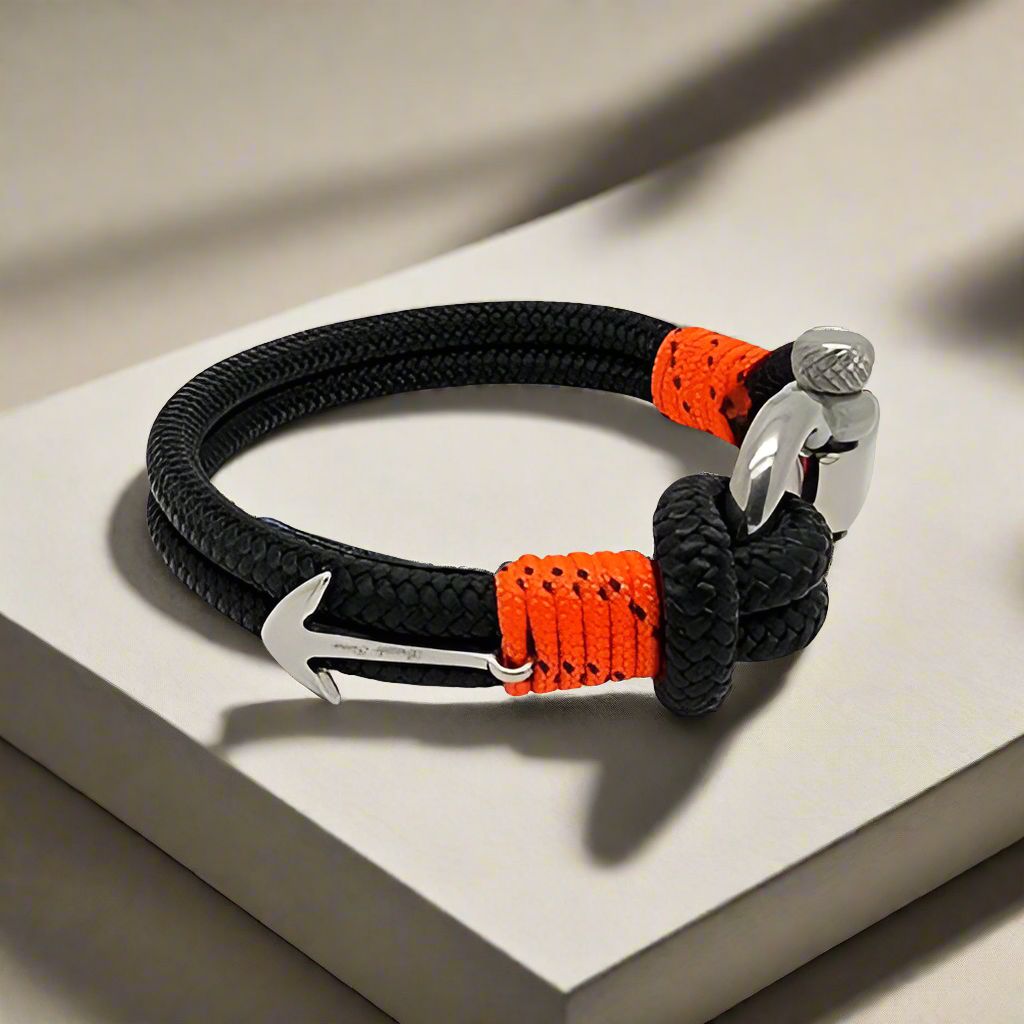 ADRIATICA Nautical Clasp & Anchor Bracelet Black Orange