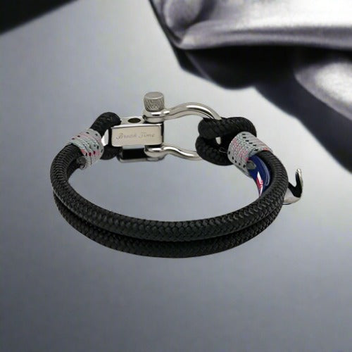 ADRIATICA Shackle & Anchor Bracelet Black Grey