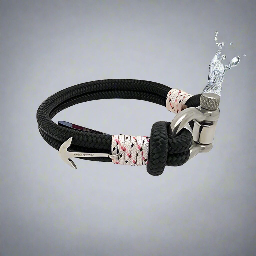 ADRIATICA Shackle & Anchor Bracelet Black White