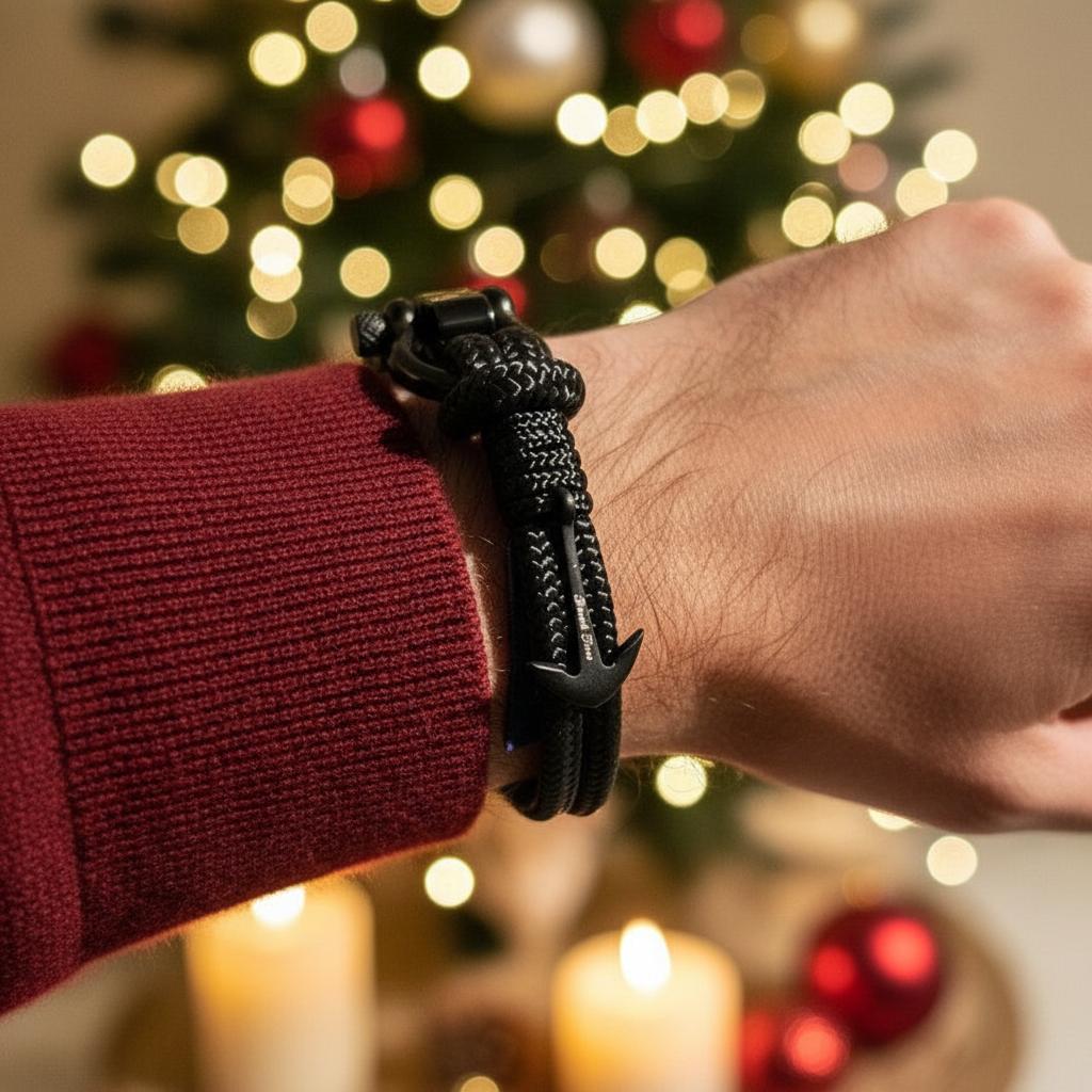 ADRIATICA Shackle & Anchor Bracelet Black