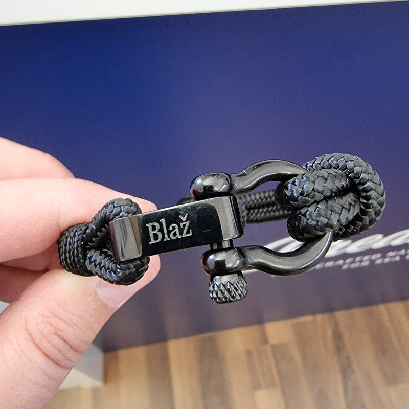 CAPTAIN 4mm Nautical Clasp Bracelet - Black