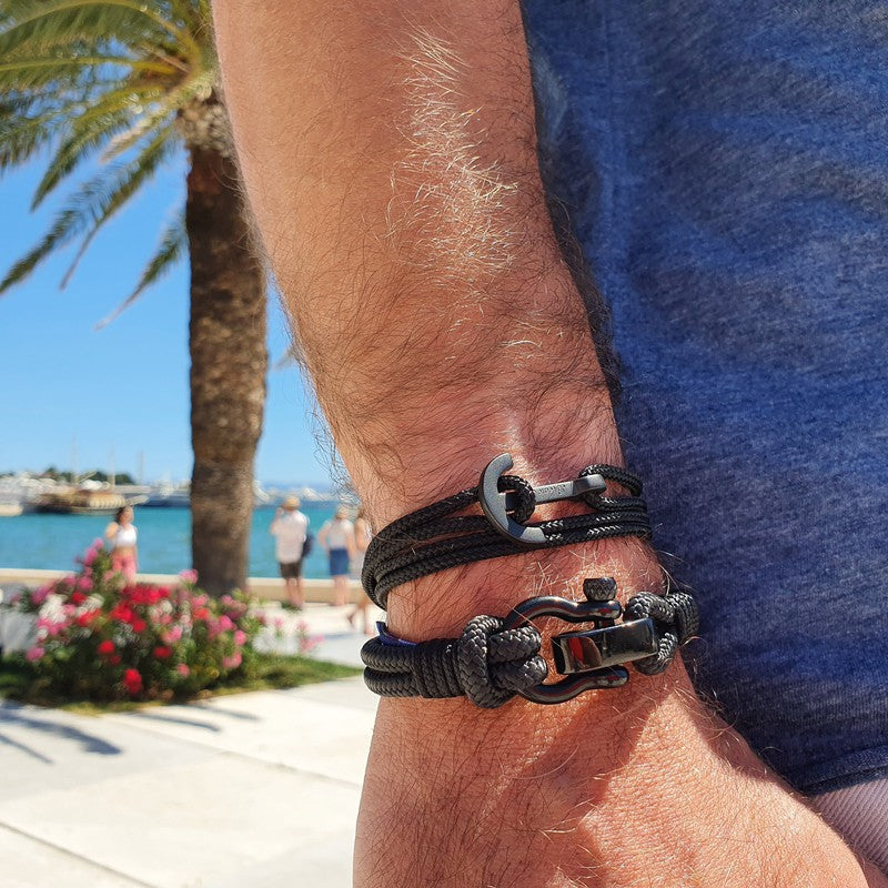 CAPTAIN 4mm Nautical Clasp Bracelet - Black