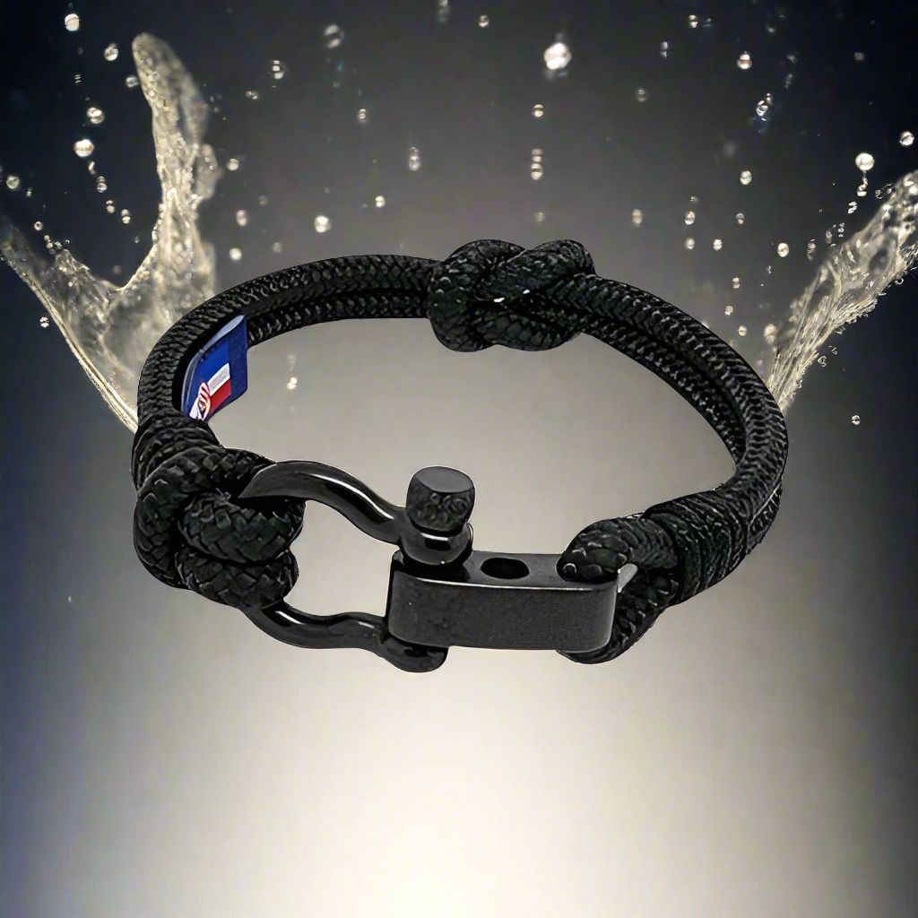 CAPTAIN 4mm Nautical Clasp Bracelet - Black