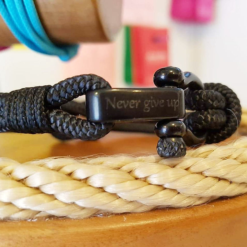 CAPTAIN 4mm Nautical Clasp Bracelet - Black