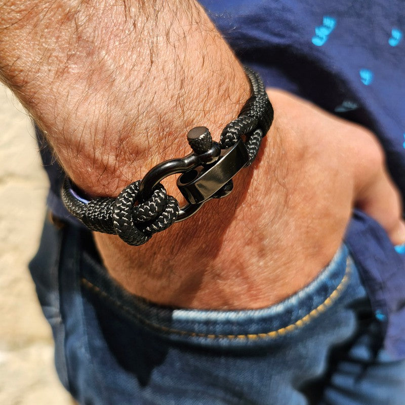 CAPTAIN 4mm Nautical Clasp Bracelet - Black