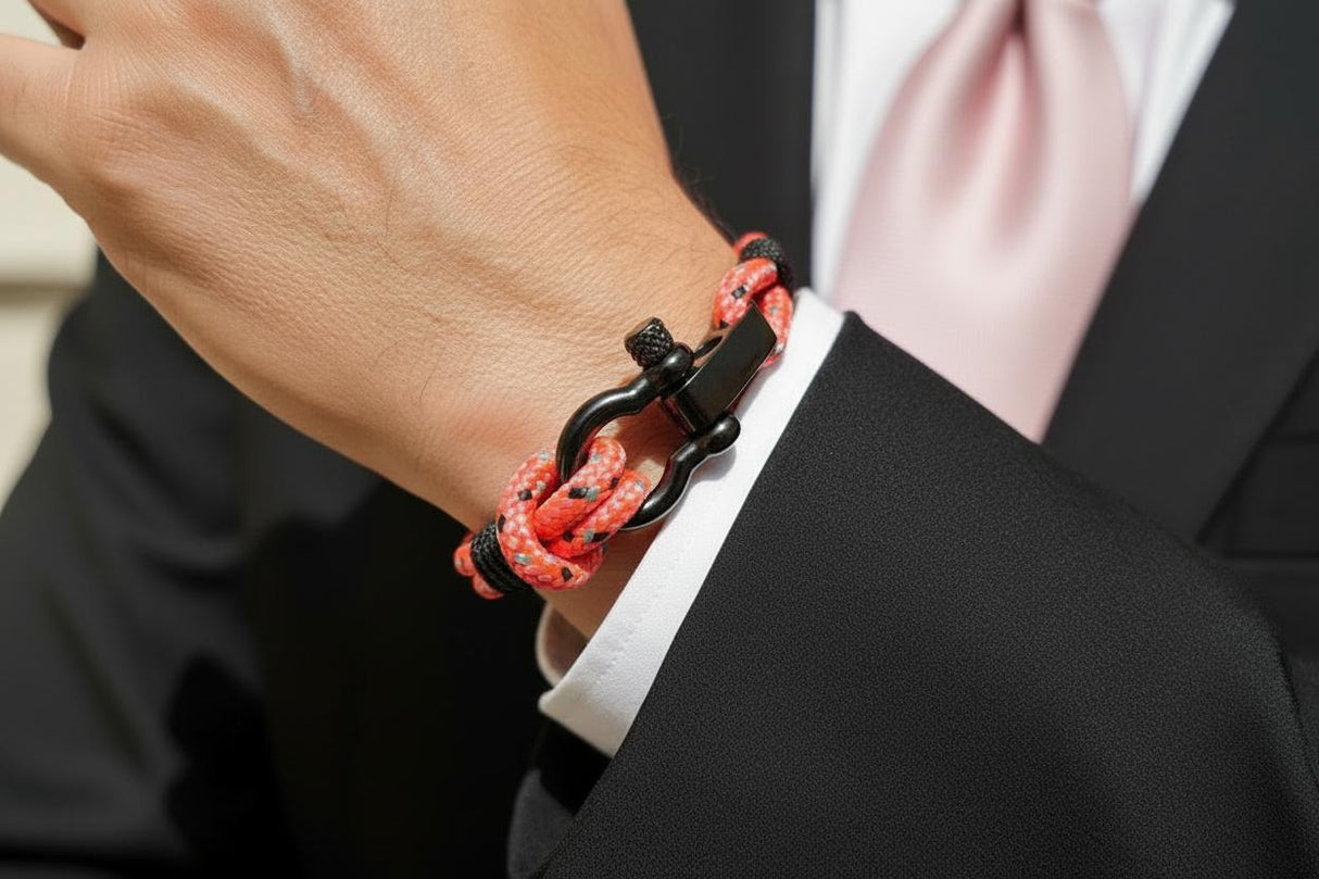 CAPTAIN 4mm Nautical Clasp Bracelet - Pink Mix