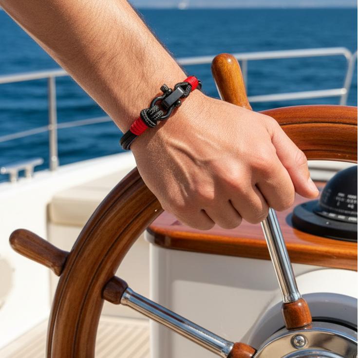 CAPTAIN 4mm Nautical Clasp Bracelet - Red