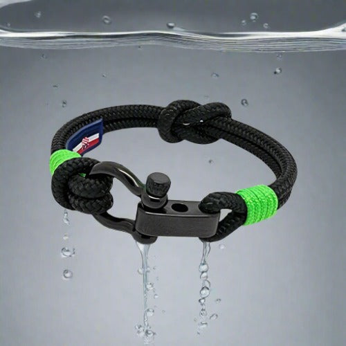 CAPTAIN Black Shackle Bracelet - Neon Green