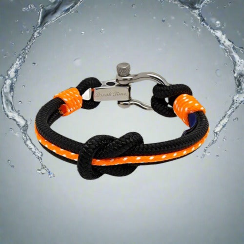 CORSAIR 5mm Nautical Clasp Bracelet Black Orange