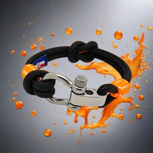 CORSAIR 5mm Nautical Clasp Bracelet Black Orange
