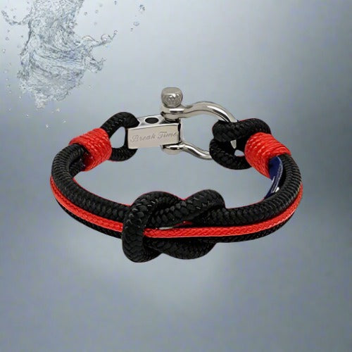 CORSAIR 5mm Nautical Clasp Bracelet Black Red