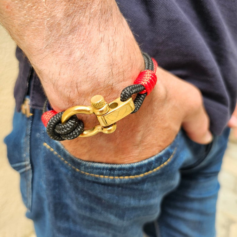 CORSAIR 5mm Nautical Clasp Bracelet Black Red