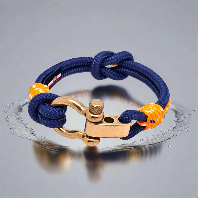 CORSAIR 5mm Nautical Clasp Bracelet Blue Orange