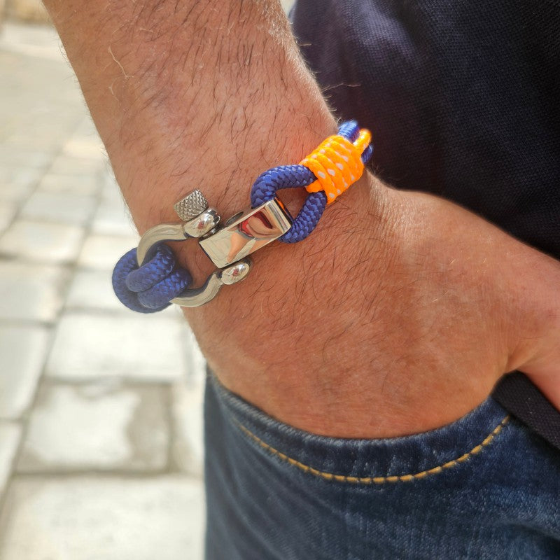 CORSAIR 5mm Nautical Clasp Bracelet Blue Orange