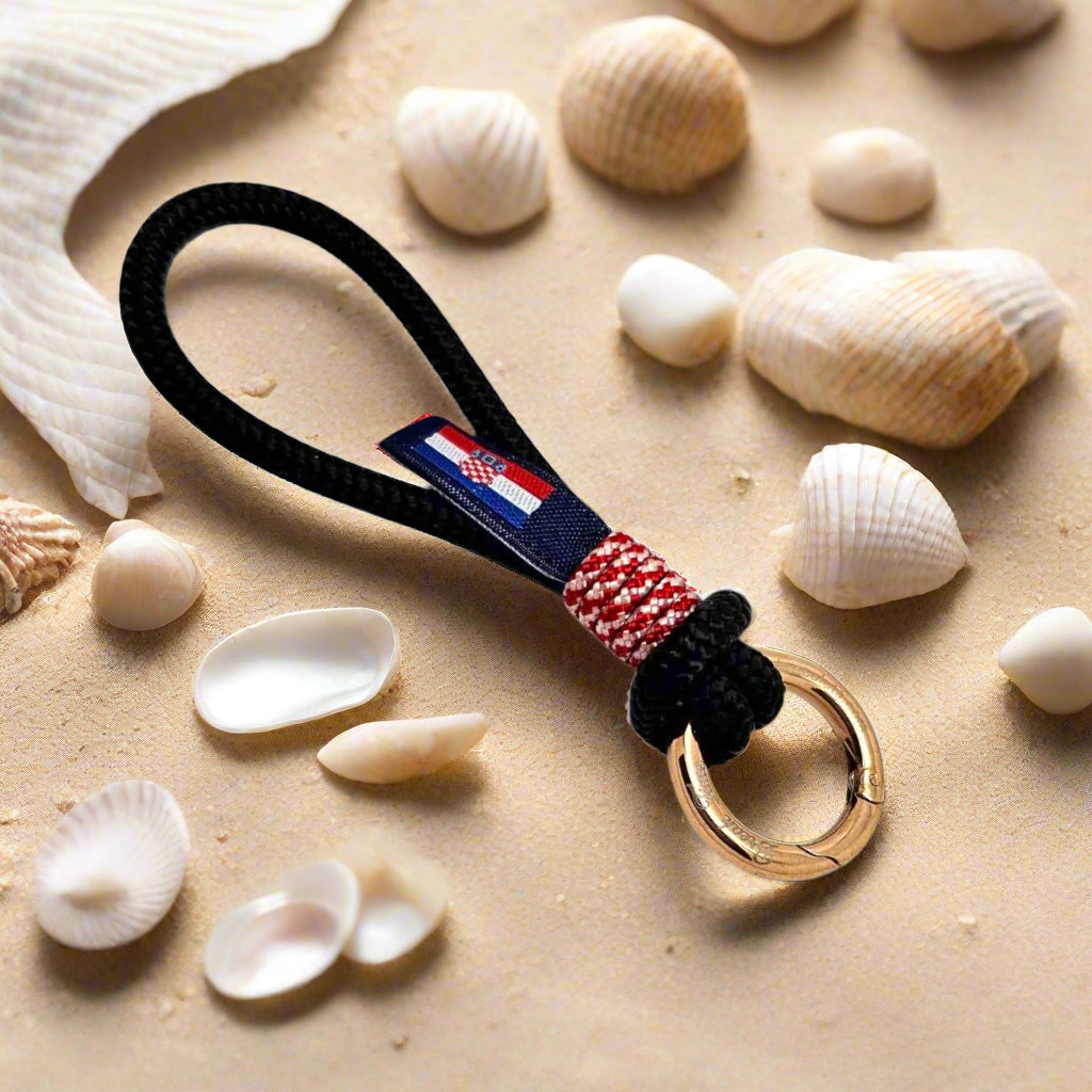 HARBOUR MINI Croatian black red mix rope key-ring