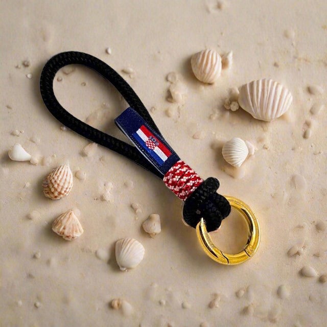 HARBOUR MINI Croatian black red mix rope key-ring
