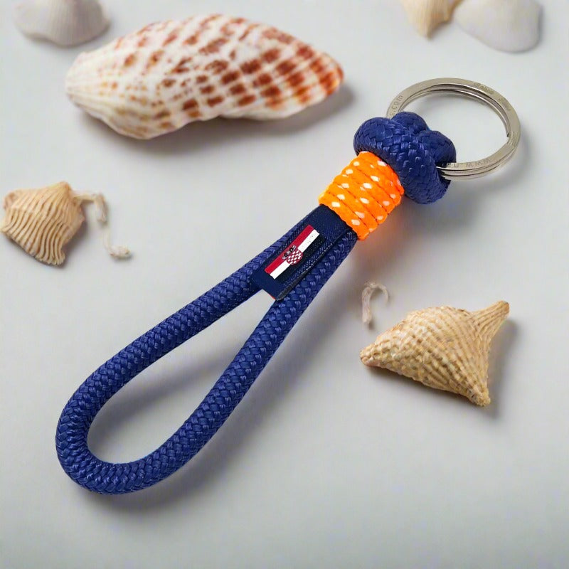 HARBOUR nautical rope keyring blue orange
