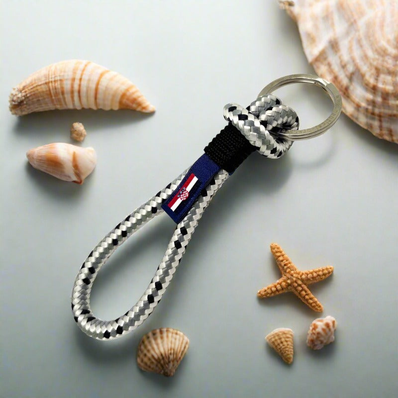 HARBOUR nautical rope keyring grey mix