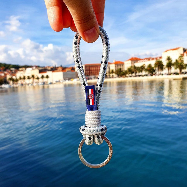 HARBOUR nautical rope keyring grey mix
