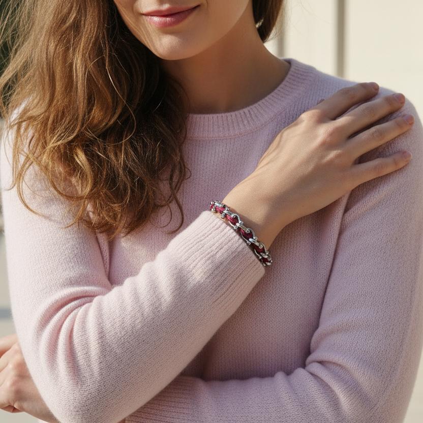 OCEAN MAXI Designer Bracelet / Necklace Dark Fuchsia