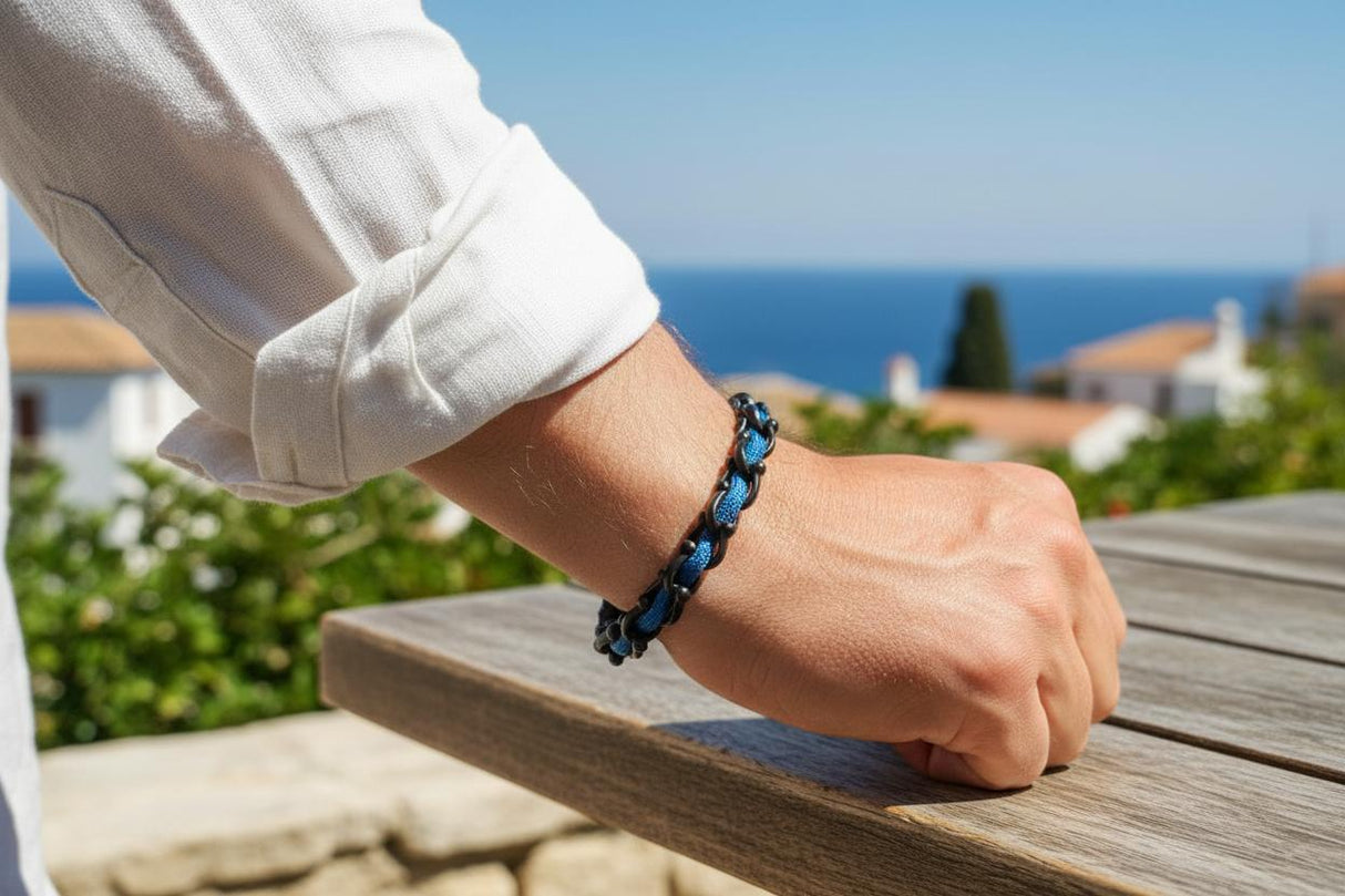 OCEAN MAXI Designer Bracelet / Necklace Gray Blue