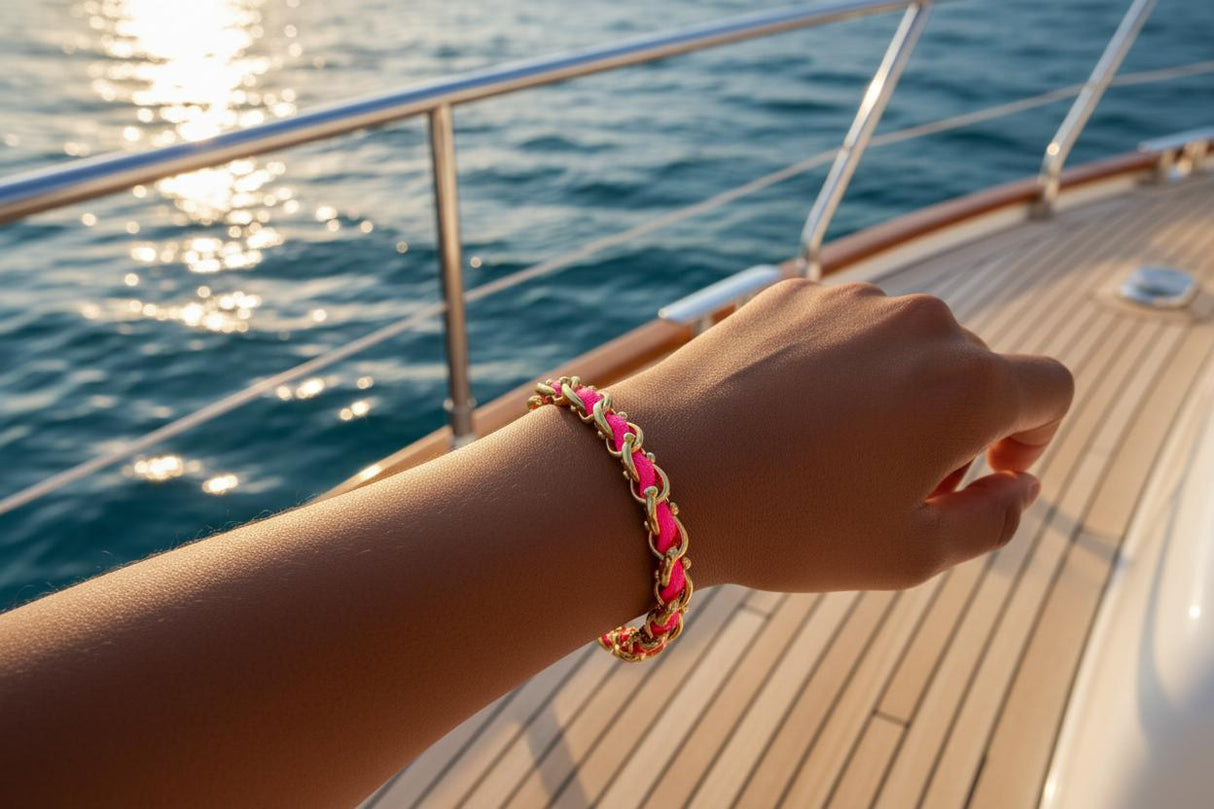OCEAN MAXI Designer Bracelet / Necklace Neon Pink