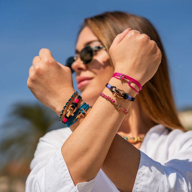 ROYAL 3mm nautical clasp bracelet black fuchsia