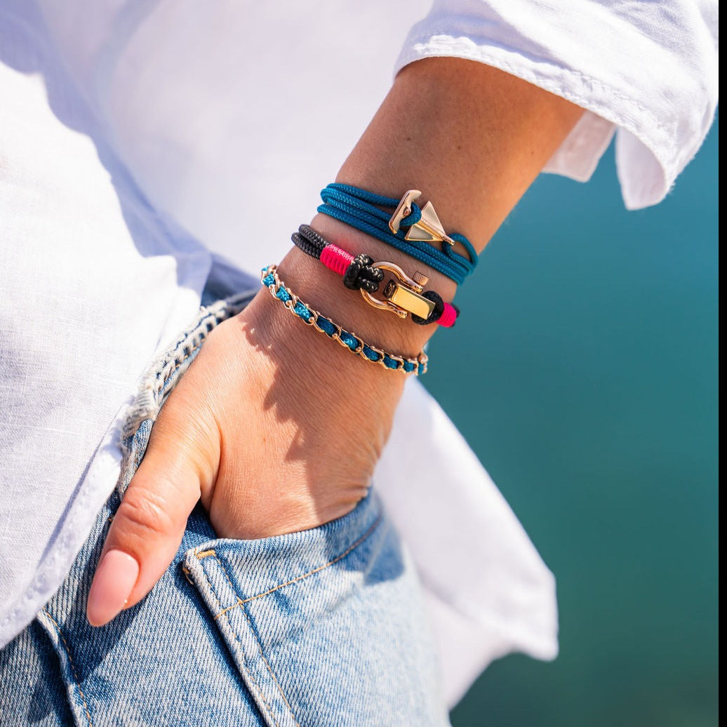 ROYAL 3mm nautical clasp bracelet black fuchsia