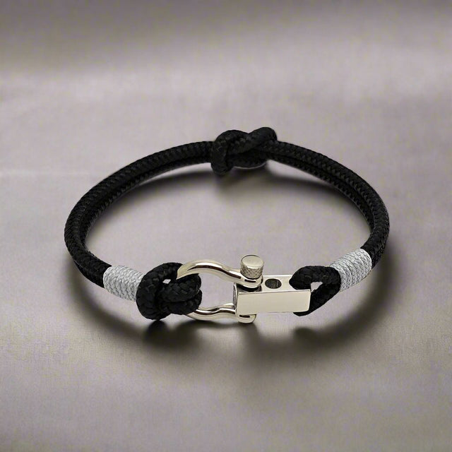 ROYAL 3mm nautical clasp bracelet black grey