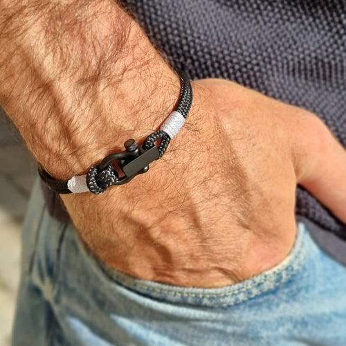 ROYAL 3mm nautical clasp bracelet black grey