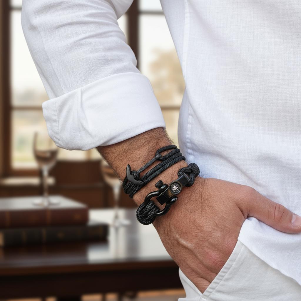 SEAMAN Compass Bracelet Black