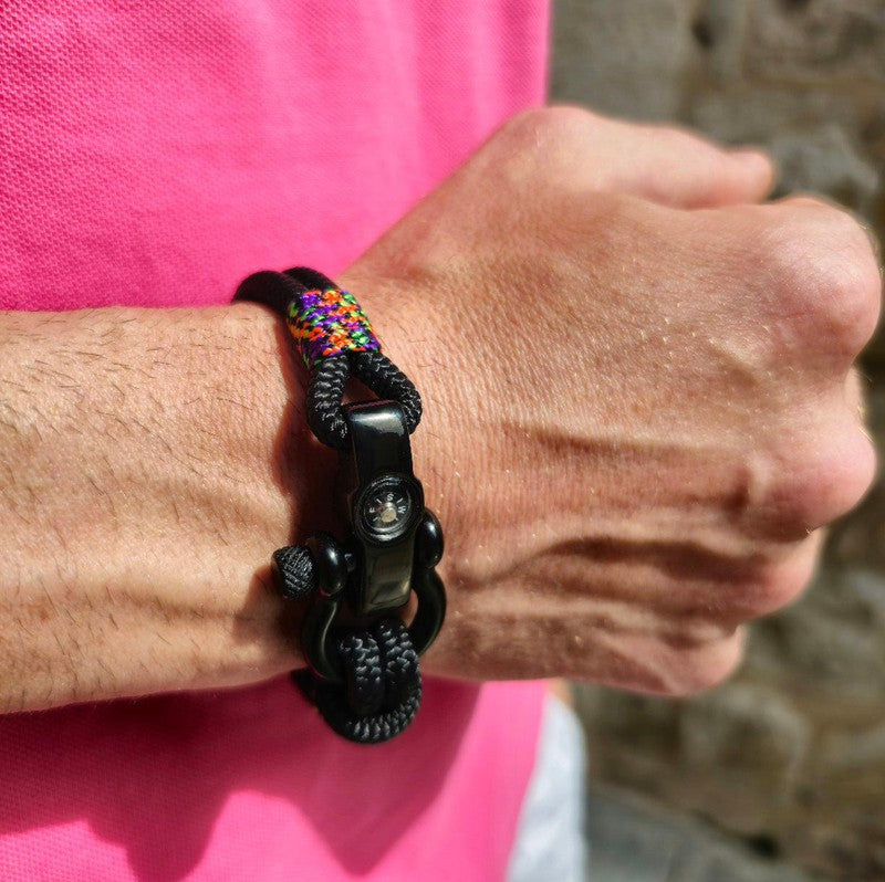 SEAMAN Compass Bracelet Black Rainbow