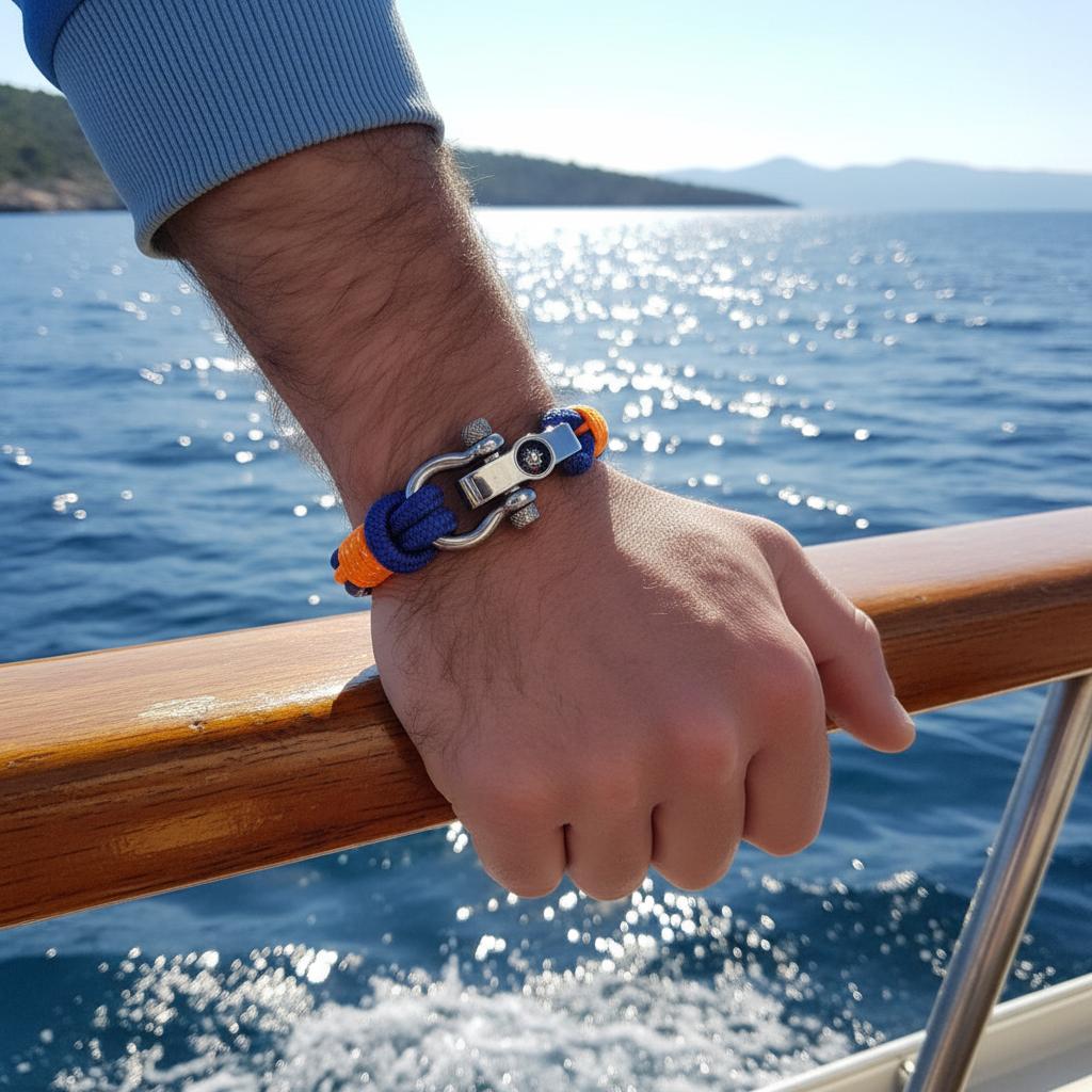 SEAMAN Compass Bracelet Blue Orange