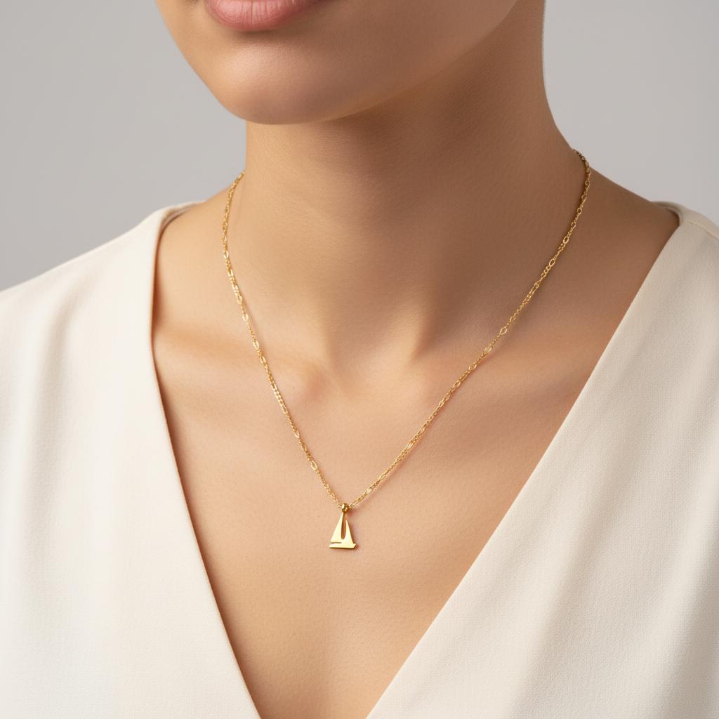 Steel necklace with OCEAN MINI sailing yacht pendant