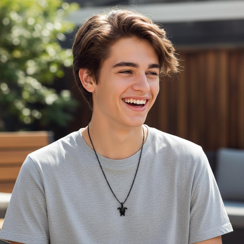 Steel necklace with OCEAN MINI sea turtle pendant