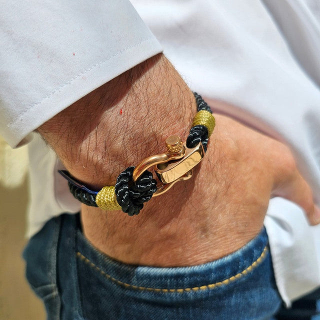 WAVES 4mm Nautical Clasp Bracelet Black Gold