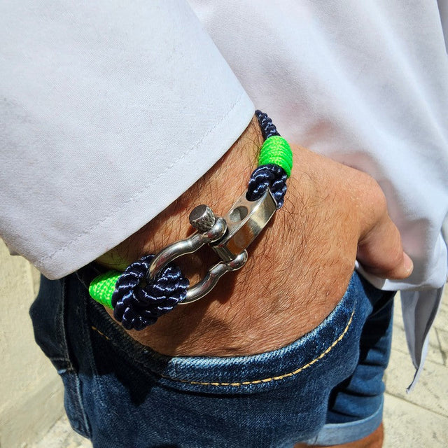 WAVES 4mm Nautical Clasp Bracelet Navy Blue Green