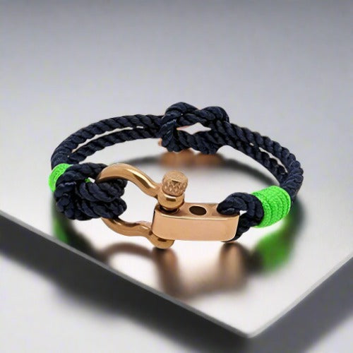 WAVES 4mm Nautical Clasp Bracelet Navy Blue Green