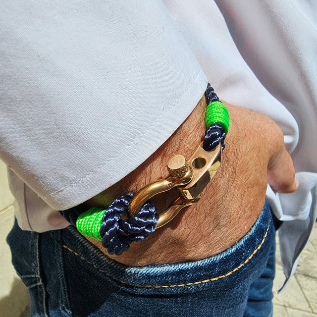 WAVES 4mm Nautical Clasp Bracelet Navy Blue Green