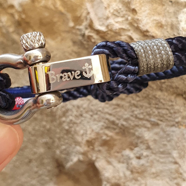 WAVES 4mm Nautical Clasp Bracelet Navy Blue Grey