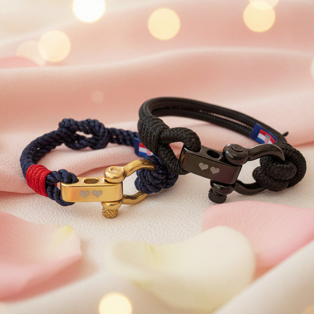 WAVES 4mm Nautical Clasp Bracelet Navy Blue Red