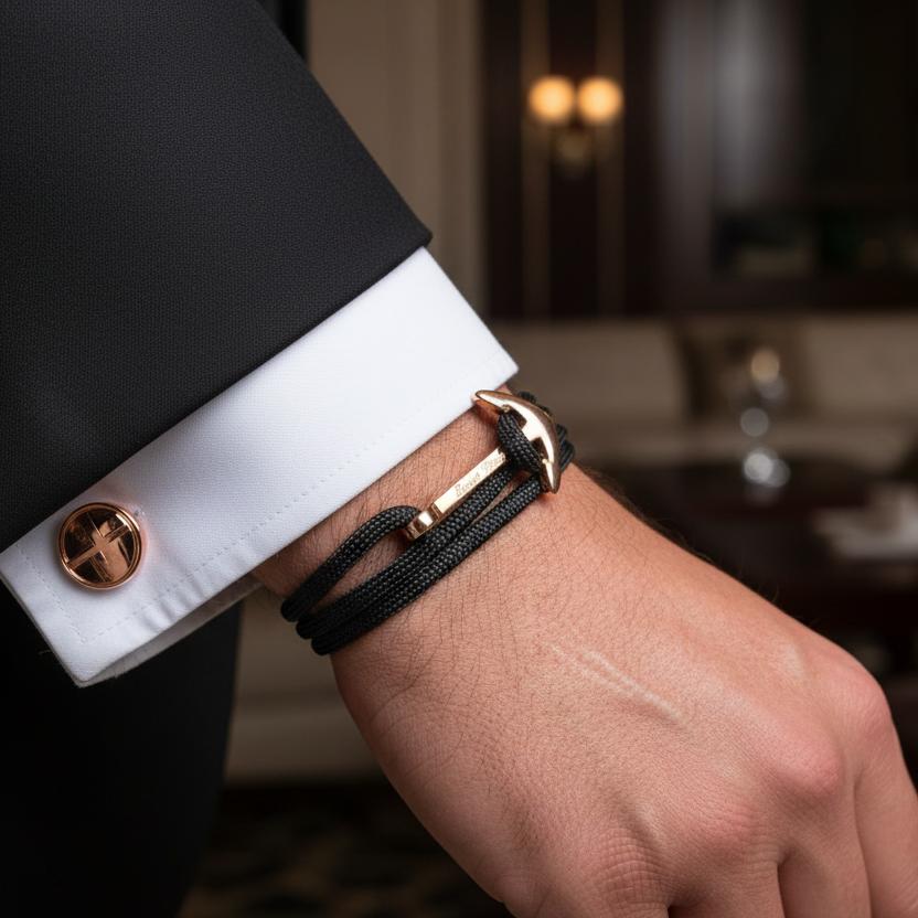 YACHT CREW big anchor bracelet black