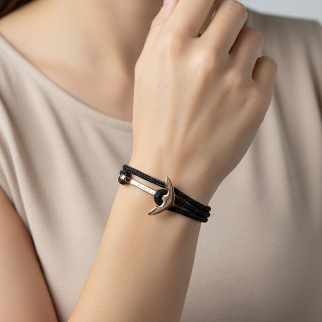 YACHT CREW medium anchor bracelet black