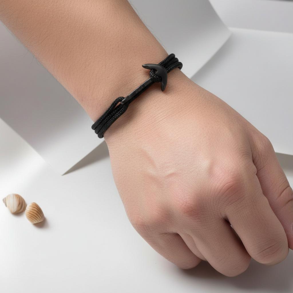 YACHT CREW medium anchor bracelet black