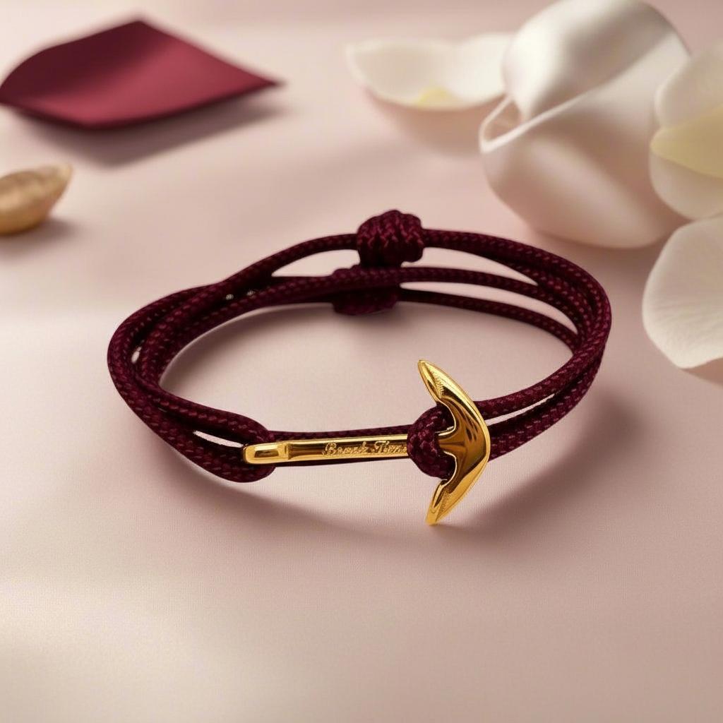 YACHT CREW medium anchor bracelet burgundy