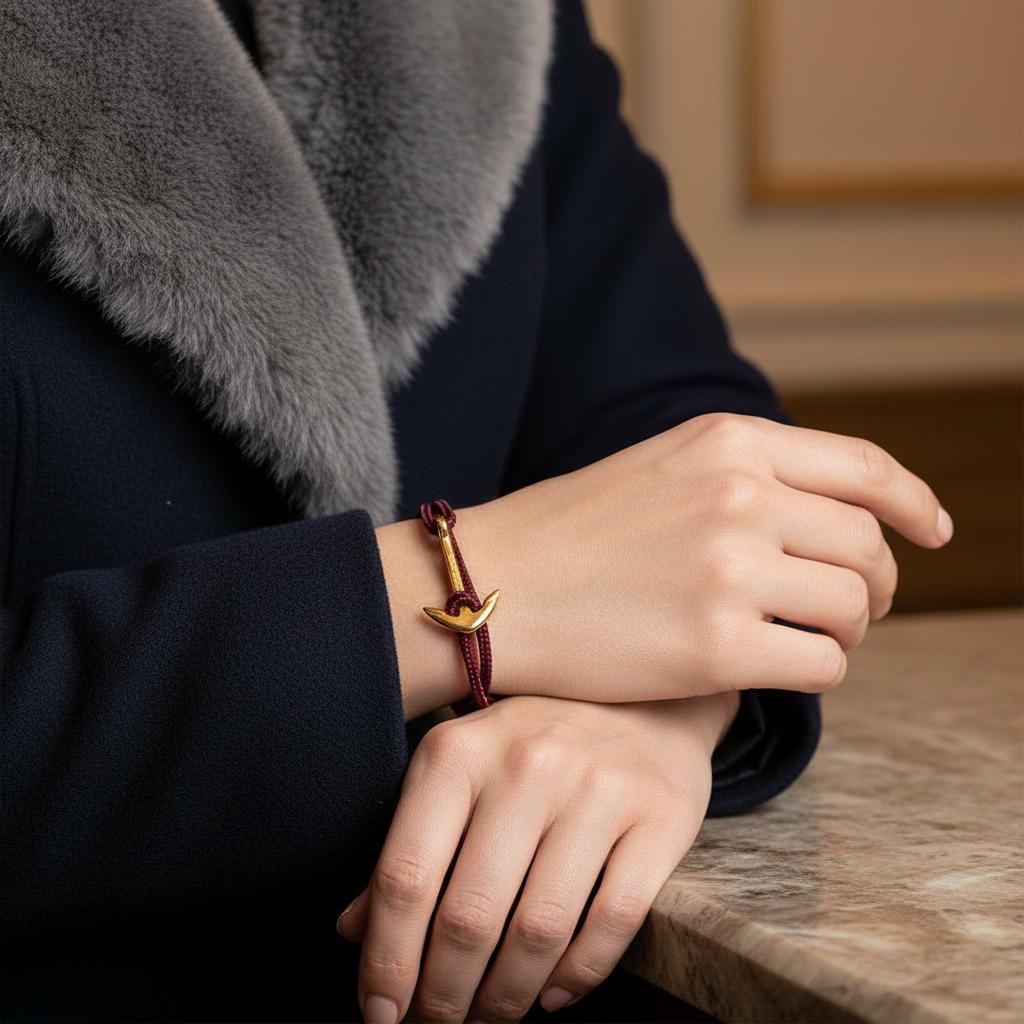 YACHT CREW medium anchor bracelet burgundy